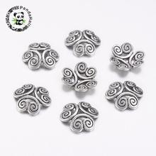 Tibetan Style Bead Caps, Lead Free and Cadmium Free, Flower, Antique Silver Color, 13mm diameter, 3.5mm thick, hole:2mm 2024 - buy cheap