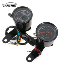 CARCHET Universal Motorcycle LED Odometer & Tachometer 2 in 1 Speedometer Gauge With Black Bracket DC 12V Motorcycle Speedometer 2024 - buy cheap
