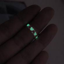 Hot Sale Glow In The Dark Ring Hollow Heart love Open Fluorescent Glowing Rings Adjustable Luminous Ring For Girls Women Party 2024 - buy cheap