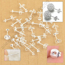 Wholesale 500PCS/Lot 925 Sterling Silver Jewelry Findings Ear Pin Pairs Stud Earrings With 925 BACK STOPPERS 2024 - buy cheap