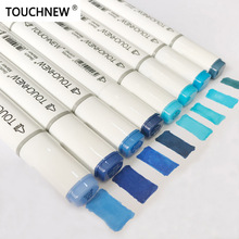 Touchnew 8 Colors Blue Art Marker Set Sketch Markers Alcohol Based For Manga School Office pens Design Supplies 2024 - buy cheap
