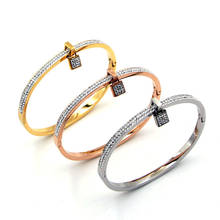 Pedra de cristal de aço Inoxidável Pulseira De Luxo indiano jóias cuff Bangle & Bracelet para as mulheres chave Manguito Pulseira da moda jóias 2024 - compre barato