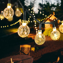 Lâmpadas bola de cristal com led a energia solar para exteriores., cordão de lâmpadas tipo contos de fadas, para o natal, jardim de 10m, com 50 leds. 2024 - compre barato