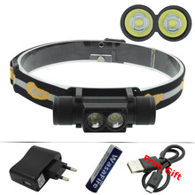 Мощная светодиодная фара XM-L2 светодиодный USB перезаряжаемая головная лампа велосипед свет Рыбалка фонарик факел + зарядное устройство + 18650 батарея 2024 - купить недорого