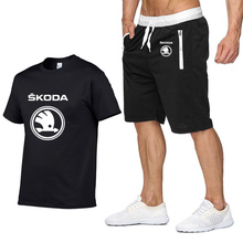 Mens Short sleeve Skoda Car Logo Summer Mens t Shirt Hip Hop Harajuku T-Shirt high quality Cotton T Shirts pants suit Sportswear 2024 - buy cheap