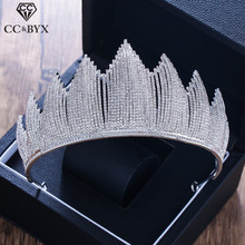 CC wedding jewelry crown tiara hairbands luxury pageant engagement hair accessories for bridal cubic zircon shine cz stone XY309 2024 - buy cheap
