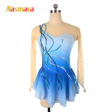 Nasinaya Figure Skating Dress Customized Competition Ice Skating Skirt for Girl Women Kids Gymnastics ice blue dress 2024 - buy cheap