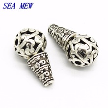 SEA MEW 10PCS 11mm Vintage Metal Alloy Round Tee Pagoda Spacer Bead Hollow Out Buddha Bead Loose Beads For Jewelry Making 2024 - buy cheap