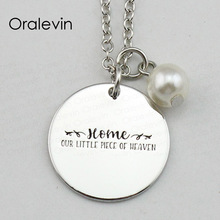 HOME OUR LITTLE PIECE OF HEAVEN Inspirational Hand Engraved Accessories Custom Pendant Necklace Gift Jewelry,10Pcs/Lot, #LN1635 2024 - buy cheap