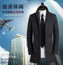 Casaco masculino de lã, sobretudo cinza slim fit para homens de negócios, moda plus size s-9xl 2024 - compre barato