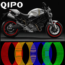 QIPO наклейки на колеса мотоцикла, 16 шт., светоотражающие наклейки на обод, автомобильные полоски для мотоцикла 17 '/18', для YAMAHA HONDA SUZUKI BMW 2024 - купить недорого