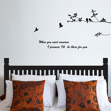 Free Shipping DIY Branches and Birds With " When you need someone, I promise..."Mural Wall Decals Vinyl Wall Sticker Home Decor 2024 - buy cheap