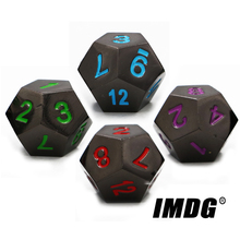 Dados d12 polyhedrone para jogo de rpg, acessório de 12 lados, dados de metal, preto, colorido, digital 2024 - compre barato