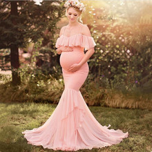 New Maternity Dresses Photo Shoot Pregnant Women Pregnancy Dress Photography Props Sexy Off Shoulder Maxi Mermaid Maternity Gown 2024 - buy cheap