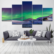 Canvas Painting Green and Snow Mountain landscape 5 Pieces Modular Wallpapers Poster Print for living room Home Decor 2024 - buy cheap