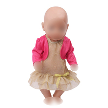 Roupas de boneca vestido dourado + casaco vermelho cabe bonecas de 43 cm e acessórios de roupas de bonecas de 18 polegadas f641 2024 - compre barato