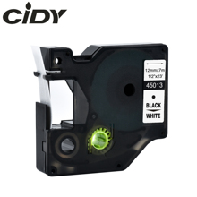 Cidy 100 piezas Compatible DYMO D1 12mm cinta de 45013 en blanco y negro se utiliza para dymo etiquetas portátil labelmanager 2024 - compra barato