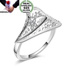 OMHXZJ Wholesale Personality Fashion OL Woman Girl Party Wedding Gift White Luxury AAA Zircon 925 Sterling Silver Ring RN182 2024 - buy cheap