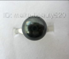 Free shipping >>>>>>stunning big 12mm round black south sea shell pearl ring 8# s1789 2024 - buy cheap