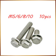 10pcs/lot M5 M6 M8 M10 Stainless steel hex flange bolt serrated flanged bolt 2024 - buy cheap