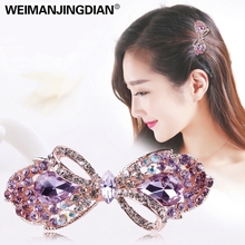 WEIMANJINGDIAN Brand Beautiful Crystal Rhinestones Alloy Hair Clips Barrettes Women Girls Hair Accessories Jewelry Gifts 2024 - buy cheap