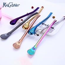 KHGDNOR Creative Stainless Steel Straw Reusable Metal Drinking Straws Stirring Spoon Filtered Teaspoon Coffee Stirrer 2024 - buy cheap