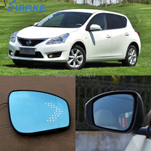 SmRKE для Nissan Tiida, Автомобильное зеркало заднего вида, широкий угол, Hyperbola, синее зеркало со стрелкой, СВЕТОДИОДНЫЕ ПОВОРОТНЫЕ сигнальные огни 2024 - купить недорого