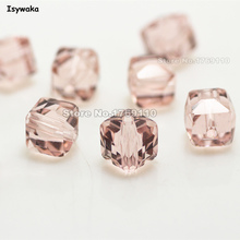 Isywaka 100pcs 8mm Pink Color Square Austria Crystal Beads charm Glass Beads Loose Spacer Bead for DIY Jewelry Making 2024 - buy cheap