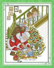 Needlework,DIY Cross stitch,Sets For Embroidery kits,Happy Merry Christmas Santa Claus Pattern Cross-Stitch gift home decor 2024 - buy cheap