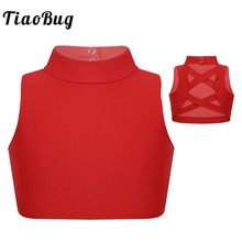 TiaoBug Kids Teens Sleeveless Ballet Workout Gymnastics Short Tops Dance Wear Girls Strappy Back Crop Top Stage Dance Costume 2024 - buy cheap