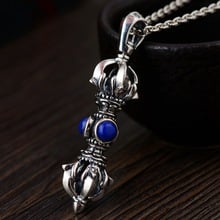 BOCAI Real Pure S925 Silver Antique Process with Lapis Lazuli Vajra Multiplier New Trendy Man and Woman Pendant 2024 - buy cheap