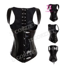 Latex Black PVC Waist Trainer Vest Shaper Sexy Corpete Corselet Underbust Corset Bustier Crop Top Female Corsets And Bustiers 2024 - buy cheap