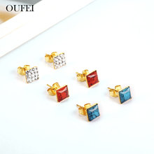 OUFEI Charm Red Blue Stone Stud Earrings For Women Stainless Steel Jewelry Woman Vogue 2019 Jewelry Accessories Bohemian 2024 - buy cheap