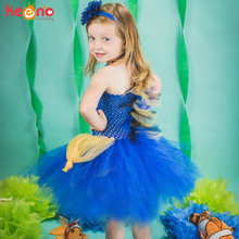 Vestido de festa azul royal, vestido tutu sob o mar para meninas vestido de festa de aniversário infantil, foto, adereço, fantasia de halloween 2024 - compre barato