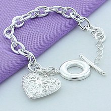 Women Silver Link Chain Bracelet 925 Sterling Silver Simple Fashion Hollow Heart Charm Bracelet Female Wedding Jewelry Gift 2024 - buy cheap