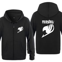 Fairy tail anime sweatshirts masculino 2018 dos homens zíper com capuz velo hoodies cardigans 2024 - compre barato