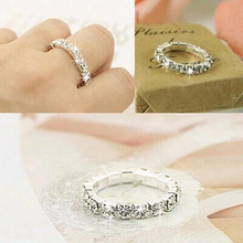 Anillos coreanos de circonia cúbica para mujer, joyas elásticas chapadas en plata brillante, con diamantes de imitación de cristal completo, joyería 2018 2024 - compra barato