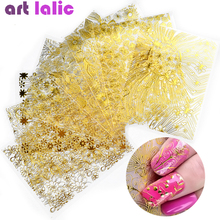 8 Sheets Nail Art Stickers Decals Embossed Gold 3D Blooming Flower Design DIY Manicure Nail Decorations 2024 - buy cheap