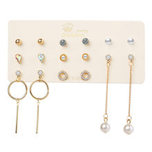 8 Pairs/lot Bijoux Imitation Pearls Geometric Earrings Set Stud Earrings For Women Earring Crystal Brincos Female Jewelry 2024 - buy cheap
