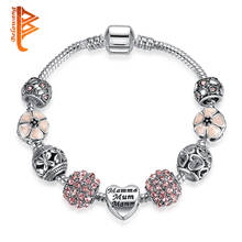 BELAWANG Silver Color Charm Bracelet For Women With Flower & Crystal Heart Beads Bracelet Original Mother's Day Jewelry Gift 2024 - buy cheap