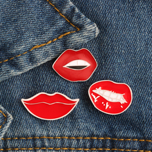 Broche de labios esmaltado para mujer, alfileres de botón, solapa de mezclilla, sombrero, cuello, Pin, regalo de la joyería para niños, accesorios 2024 - compra barato