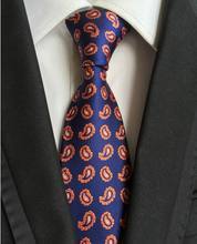 Бесплатная доставка Пейсли синий темно-оранжевый 100% шелк новый жаккардовый тканый галстук свадебный Классический мужской галстук 2024 - купить недорого