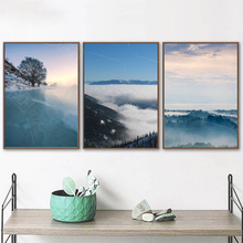 Quadros de arte de paisagem nórdica, pintura em tela, nevoeiro, montanha, lago, paisagem marítima, decoração para quarto, sem moldura 2024 - compre barato