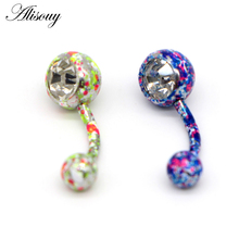 Alisouy 1 pcs Sexy Belly Bars Belly Button Rings Fashion Surgical Steel Rhinestone Body Jewelry Navel Piercing Rings for wemen 2024 - buy cheap