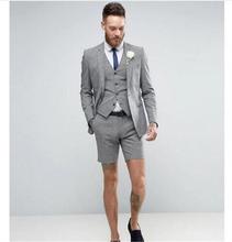 Latest Coat Pant Designs Grey Men Suit Short Pant Casual Summer Suits 3 Piece Tuxedo Terno Masculino (Jacket+Pant+Vest+Tie) 2024 - buy cheap