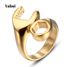 YaHui Acero inoxidable hombres anillo negro oro plata anillo de alta calidad simple Señor de anillo joyería accesorios joyería 2024 - compra barato