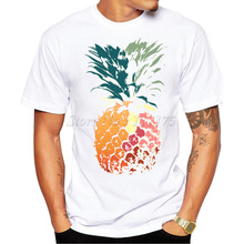 2019 Men's Fashion Summer drawn colored painted pineapple art Design T Shirt  Casual Male Tops Hipster Printed Own Style Tees 2024 - buy cheap