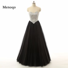 2020 Custom Made Black and White Sweetheart Evening Dress High Quality Elegant Sexy A line Beaded Long Prom Dress Real Photos 2024 - buy cheap