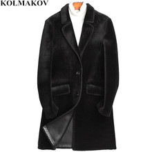 New High-end Mens Faux Fur Coats Homme Business Casual Black Thick Winter Fur Long Jackets with PU Liner Luxury Coats Men M-4XL 2024 - buy cheap