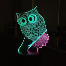 New 3d Lights Creative Seven Color Touch Charging Led Visual  Table Lamps Gift Atmosphere Platform Owl USB Desk Lamp 2024 - buy cheap